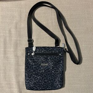 Baggallini Black Cheetah Print Flap Crossbody Bag
